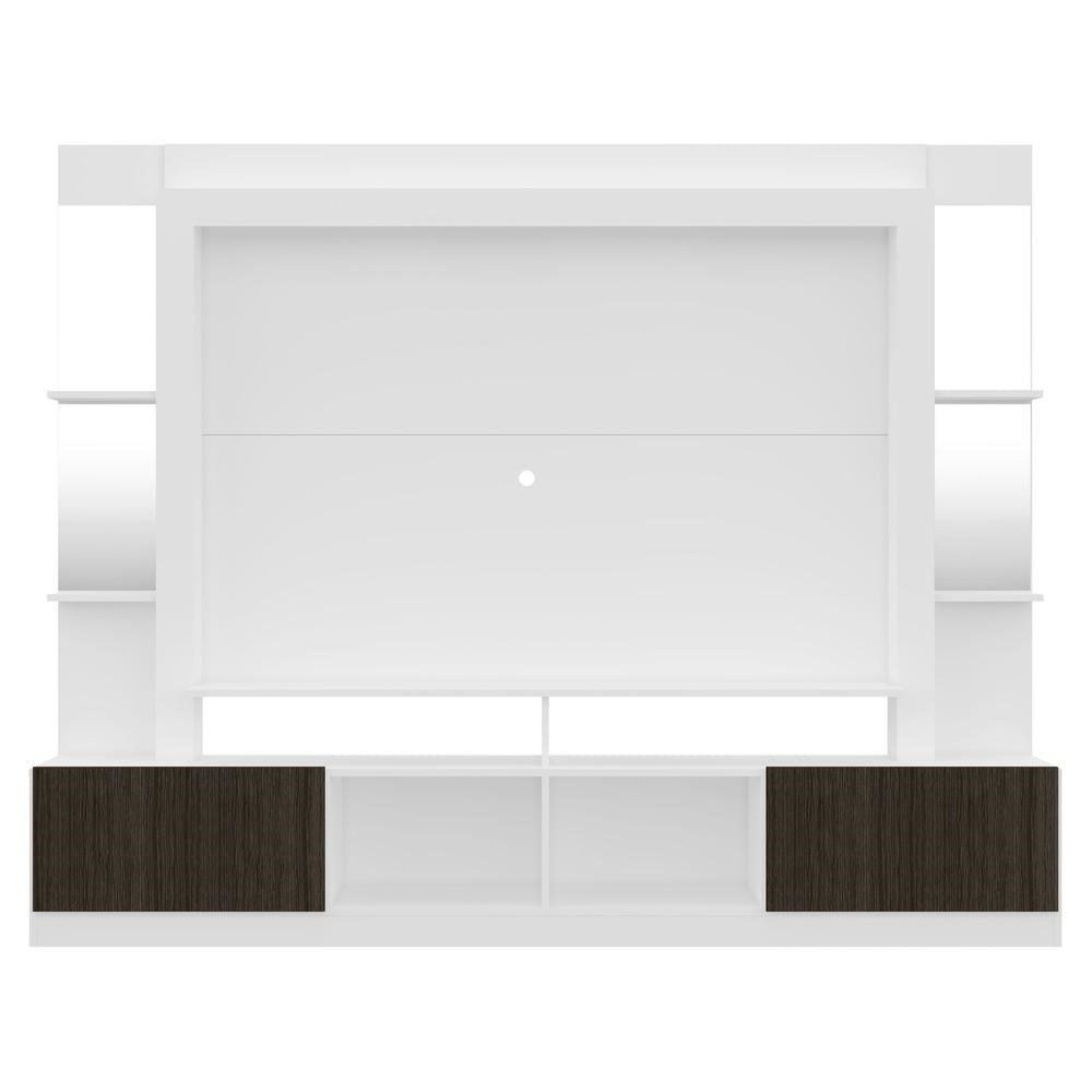 Rack c/ Painel e Suporte TV 65" Prateleiras c/ Espelho Oslo Multimoveis Branco/Tenerife