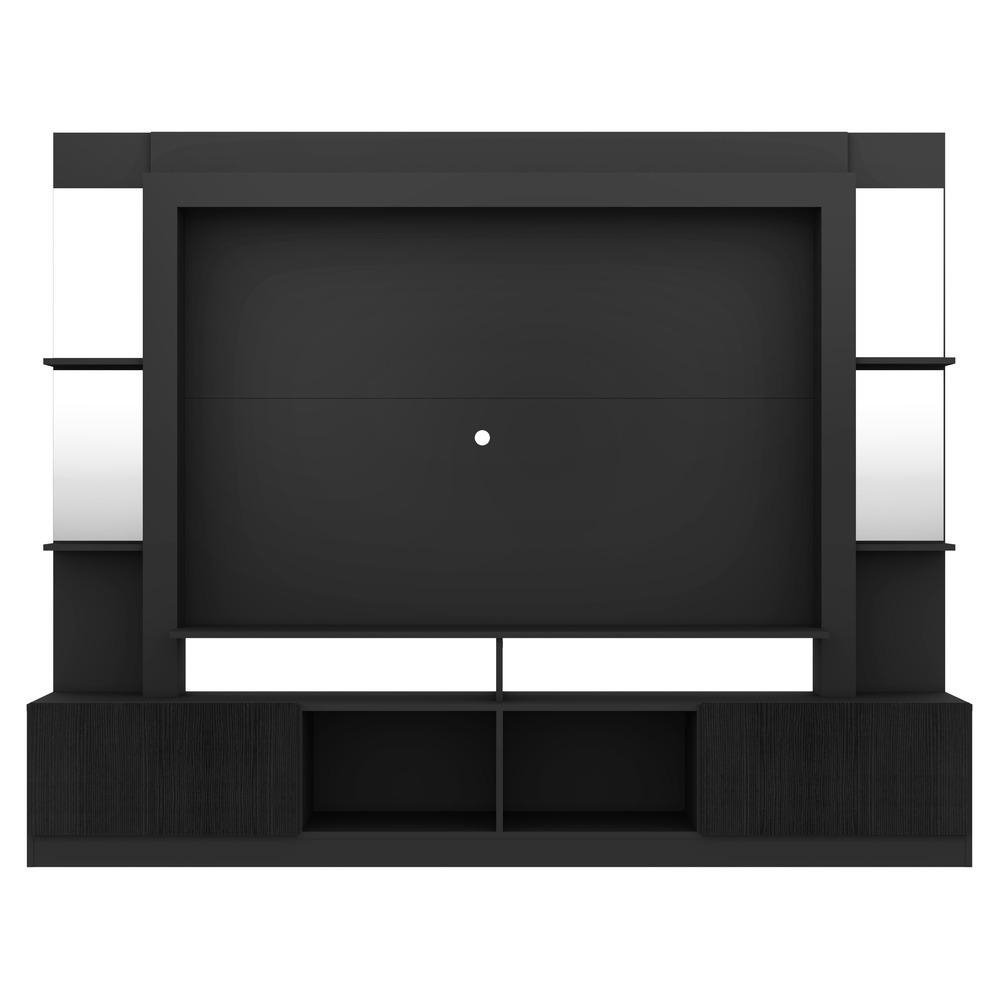 Rack c/ Painel e Suporte TV 65" Prateleiras c/ Espelho Oslo Multimoveis Preto