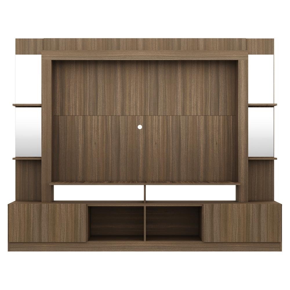 Rack c/ Painel e Suporte TV 65" Prateleiras c/ Espelho Oslo Multimoveis Madeirado