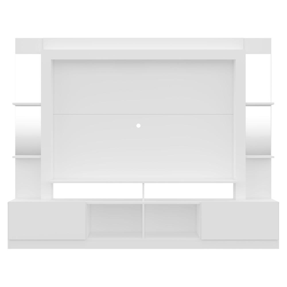 Rack c/ Painel e Suporte TV 65" Prateleiras c/ Espelho Oslo Multimoveis Branco