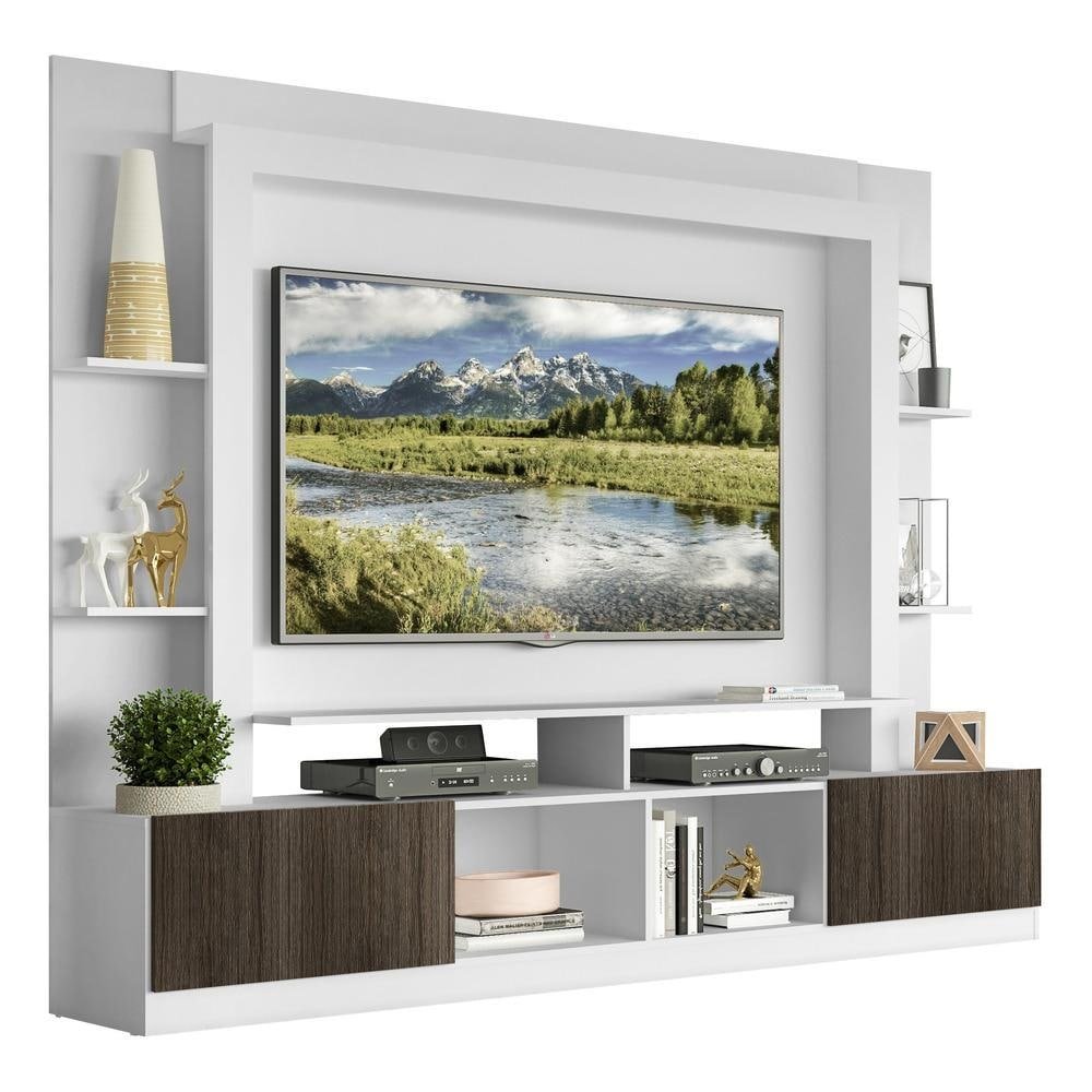 Rack Estante com Painel e Suporte TV 65" e 2 portas Oslo Multimoveis Branco/Tenerife