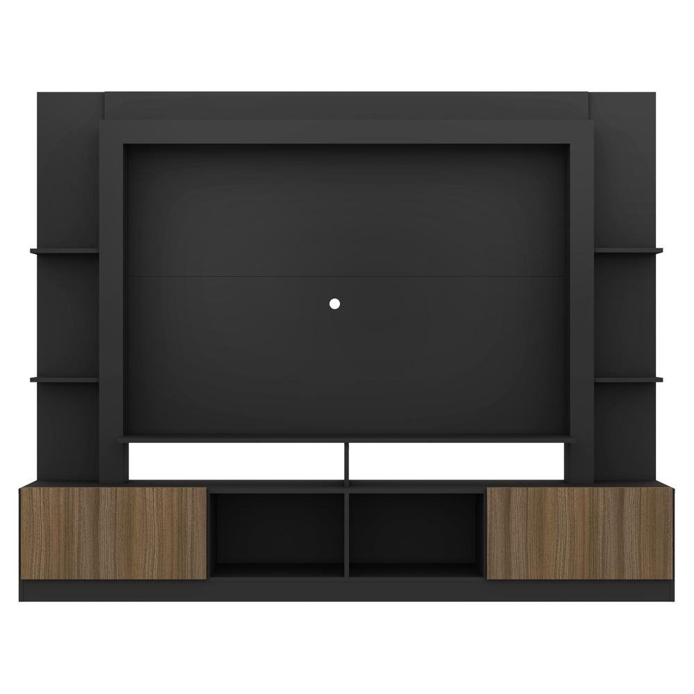 Rack Estante com Painel e Suporte TV 65" e 2 portas Oslo Multimoveis Preto/Madeirado