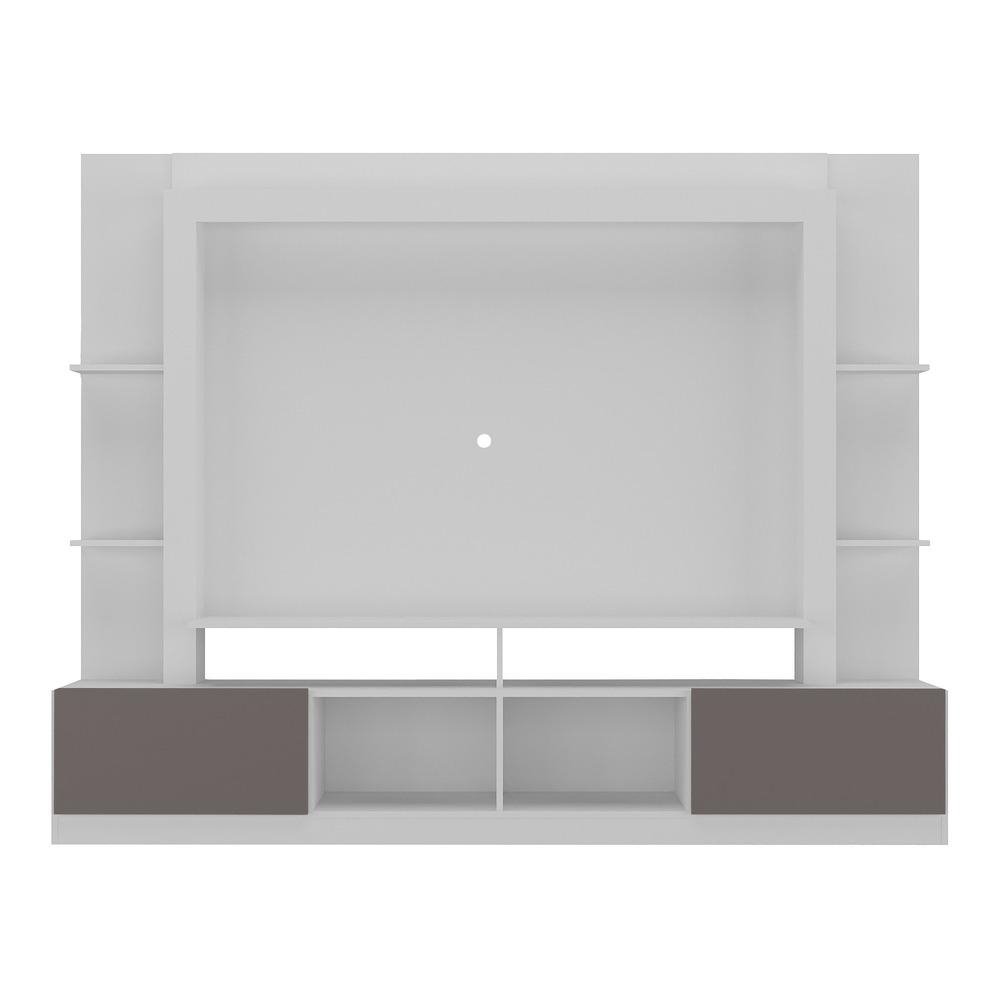 Rack Estante com Painel e Suporte TV 65" e 2 portas Oslo Multimoveis Branco/Lacca Fume