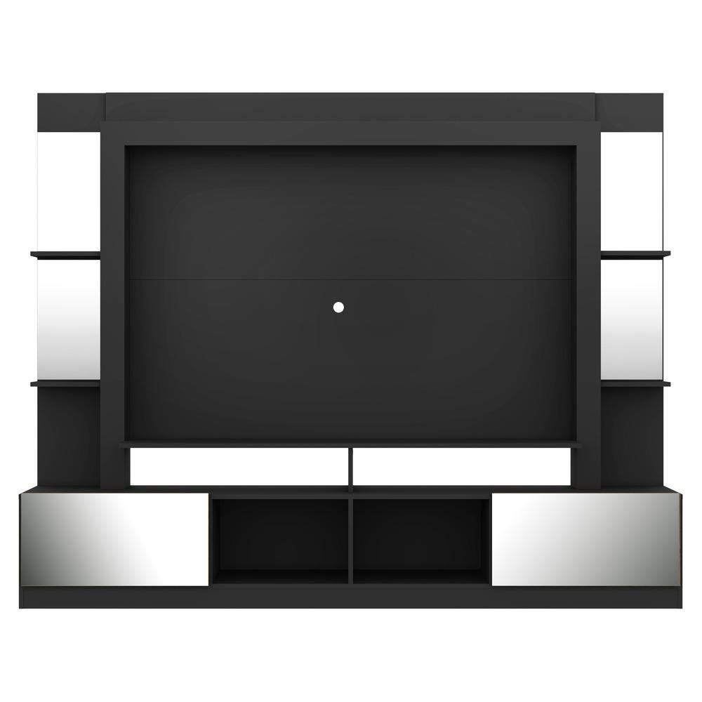 Rack Estante com Painel TV 65" e Espelho Oslo Multimoveis Preto/Madeirado