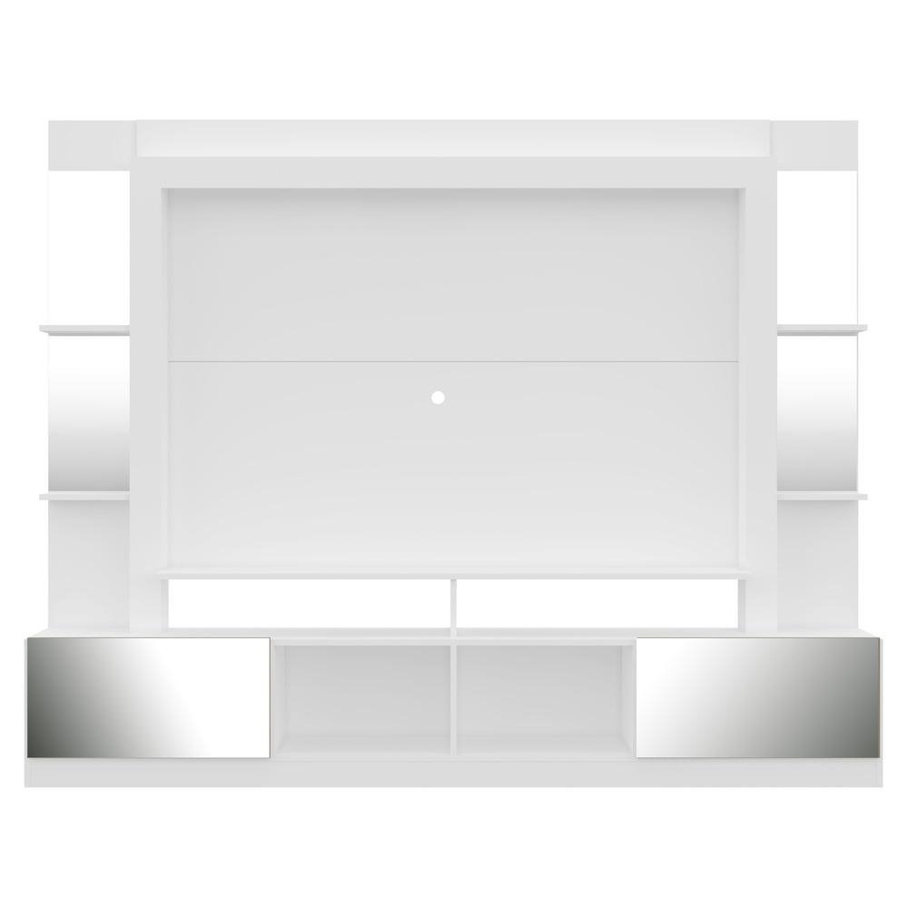 Rack Estante com Painel TV 65" e Espelho Oslo Multimoveis Branco/Lacca Fume