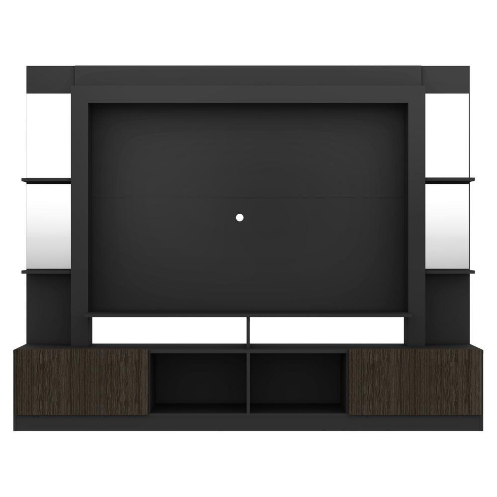 Rack c/ Painel TV 65" Prateleiras c/ Espelho Oslo Multimoveis Preto/Tenerife