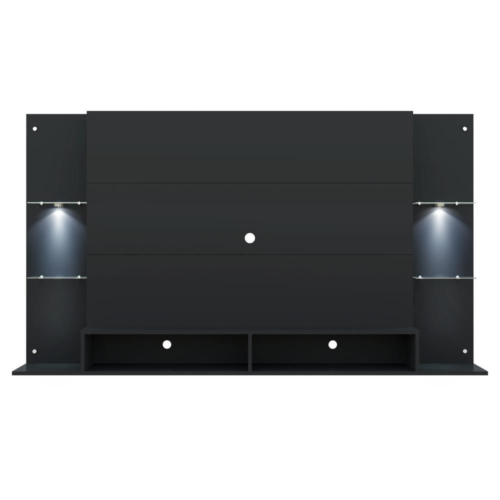 Painel TV 60" com 2 Leds e Prateleiras de Vidro Vegas Multimoveis Preto