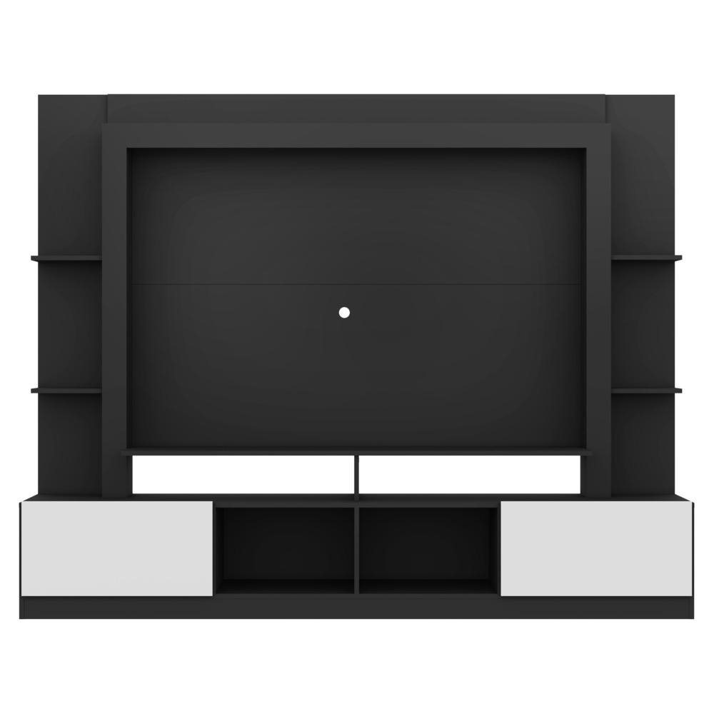 Rack Estante com Painel TV 65" e 2 portas Oslo Multimoveis Preto/Branco