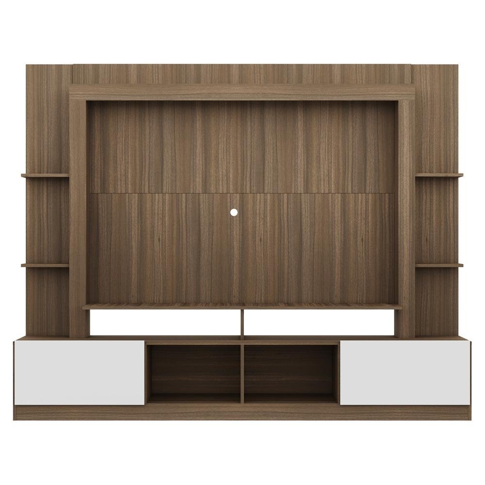 Rack Estante com Painel TV 65" e 2 portas Oslo Multimoveis Madeirado/Branco