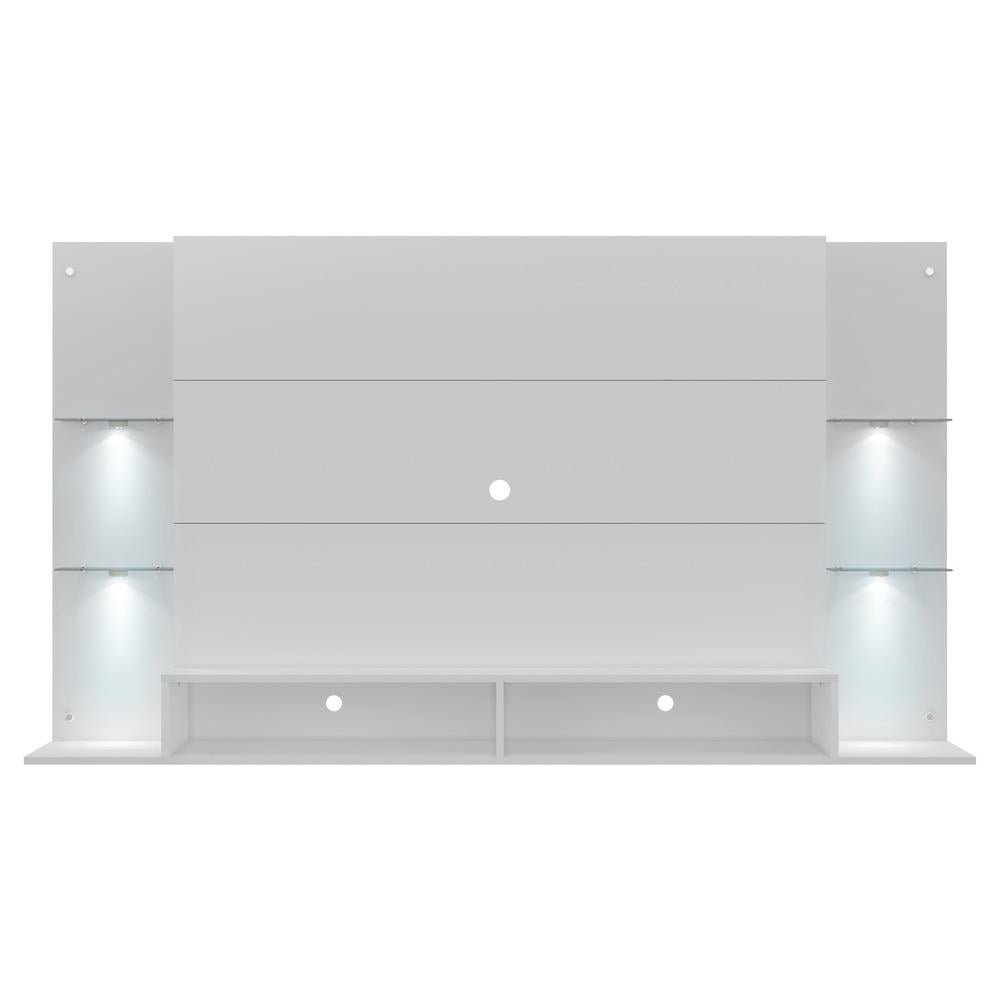 Painel TV 60" com 4 Leds e Prateleiras de Vidro Vegas Multimoveis Branco