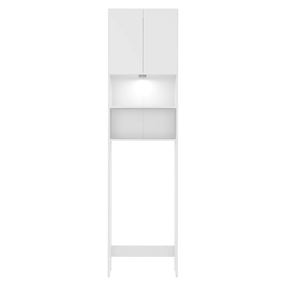 Armário Banheiro com Led para Vaso Sanitário e 2 portas Multimóveis Branco