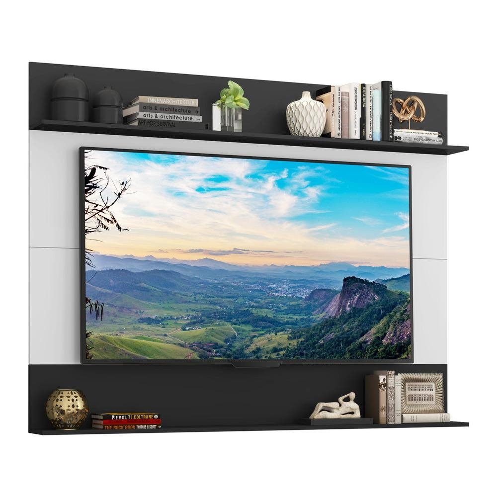 Painel TV 65" com Prateleiras Amsterda Classic Multimoveis Branco/Preto
