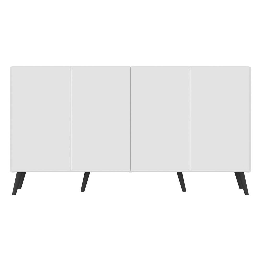 Aparador Buffet 4 Portas com Pes Retro Veneza Multimoveis Branco/Preto