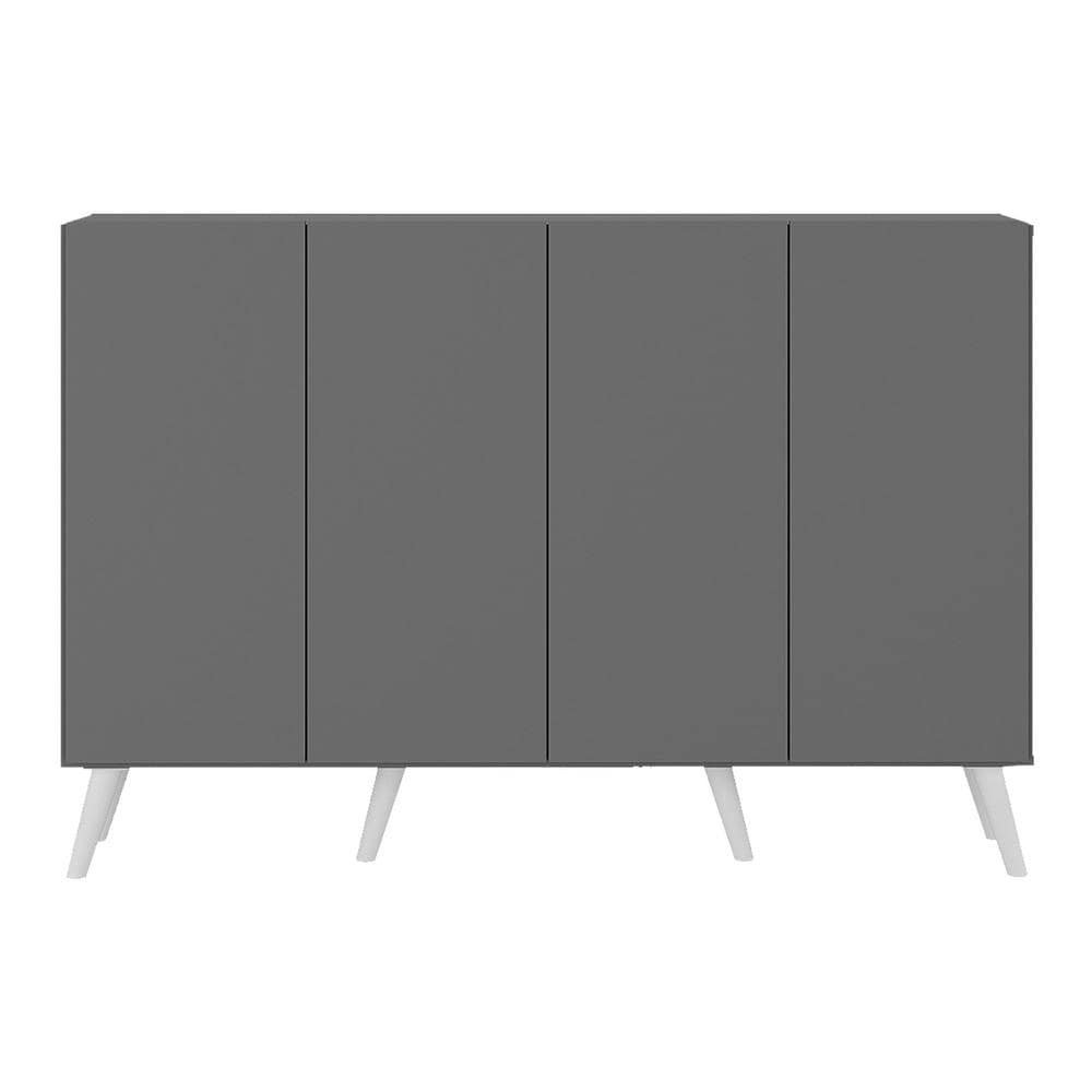 Aparador Buffet 4 Portas com Pes Retro Veneza Multimoveis Grafite/Branco