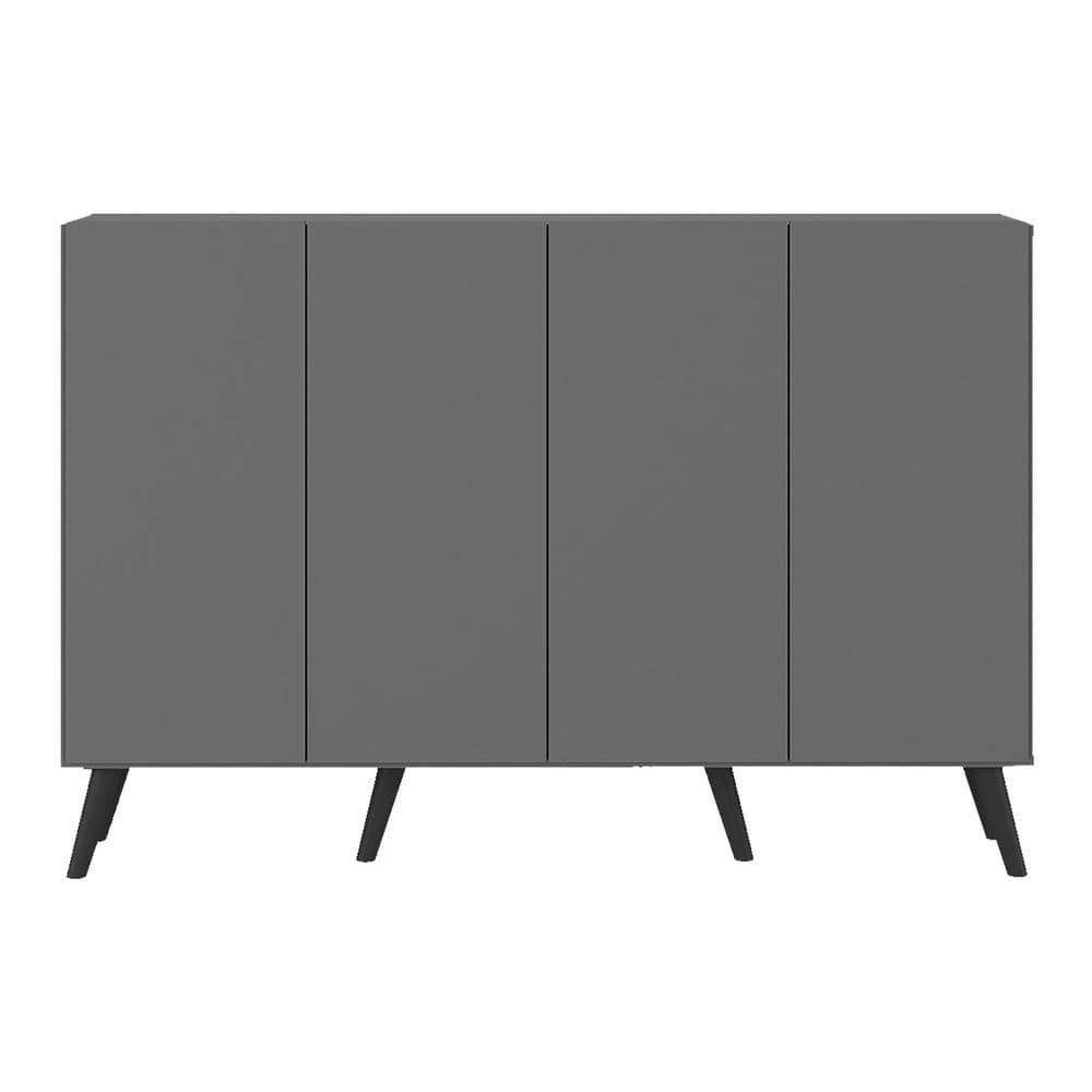Aparador Buffet 4 Portas com Pes Retro Veneza Multimoveis Grafite/Preto