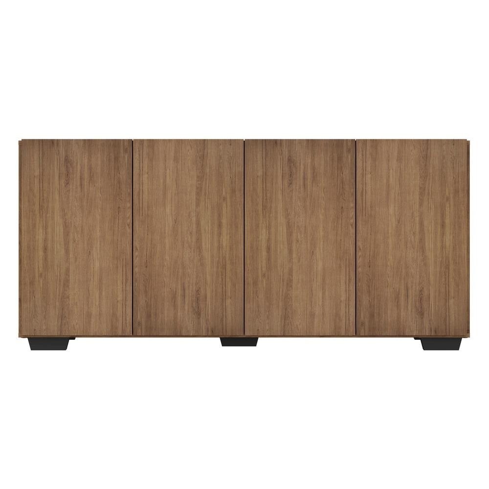 Aparador Buffet 4 Portas com Pes Quadrados Veneza Multimoveis Rustic/Preto