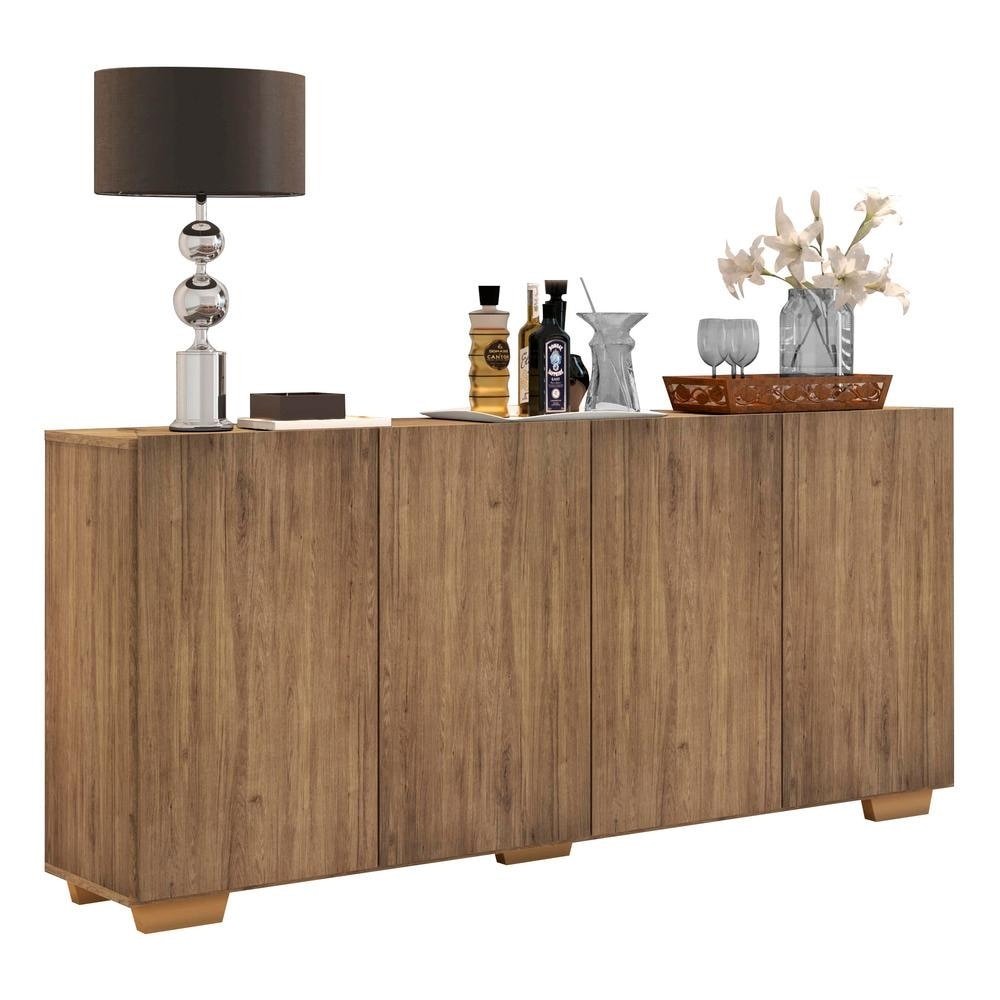 Aparador Buffet 4 Portas com Pes Quadrados Veneza Multimoveis Rustic/Natural