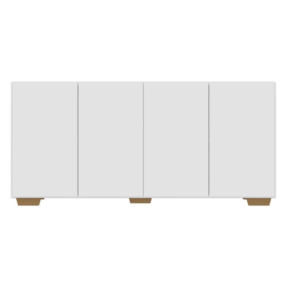 Aparador Buffet 4 Portas com Pes Quadrados Veneza Multimoveis Branco/Natural