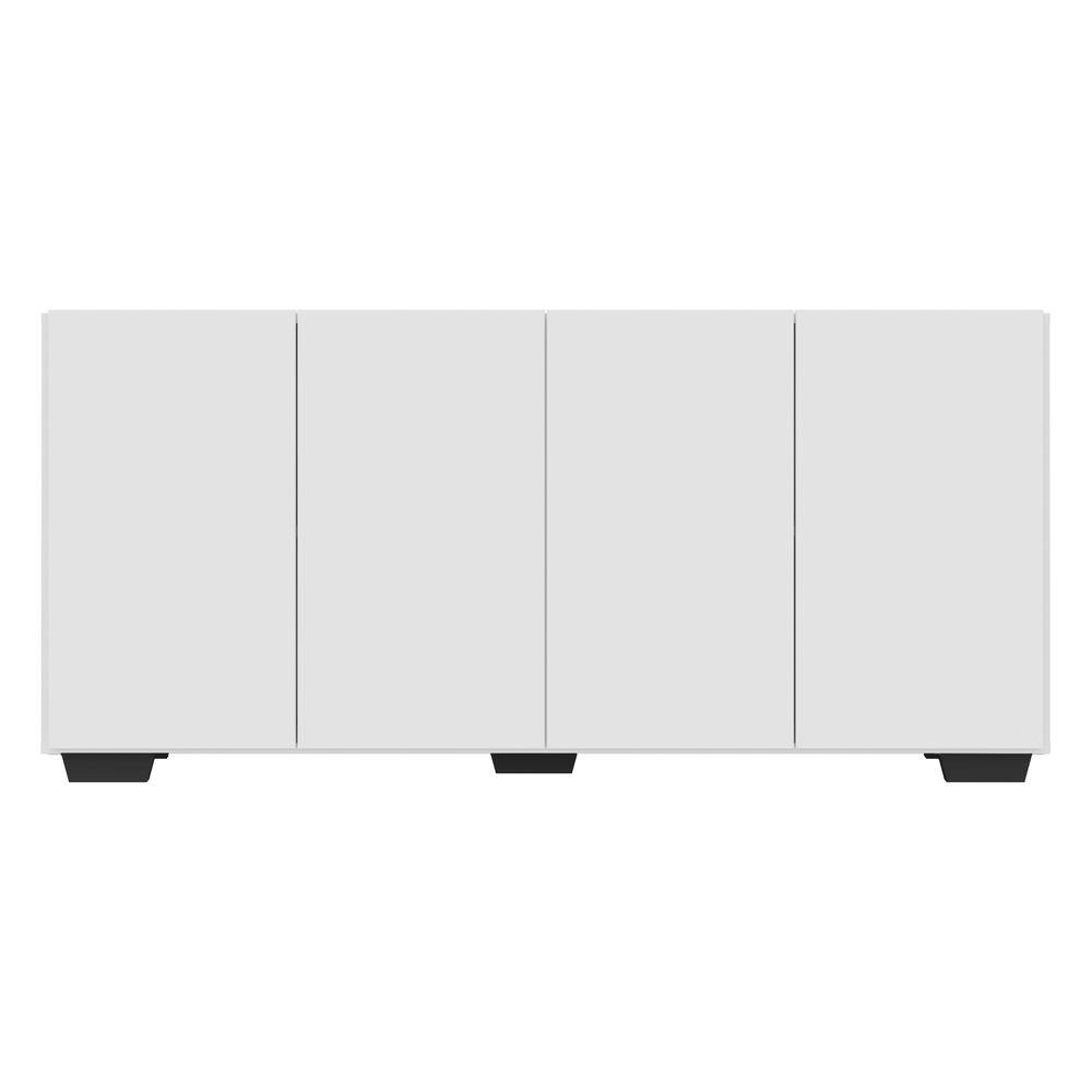 Aparador Buffet 4 Portas com Pes Quadrados Veneza Multimoveis Branco/Preto