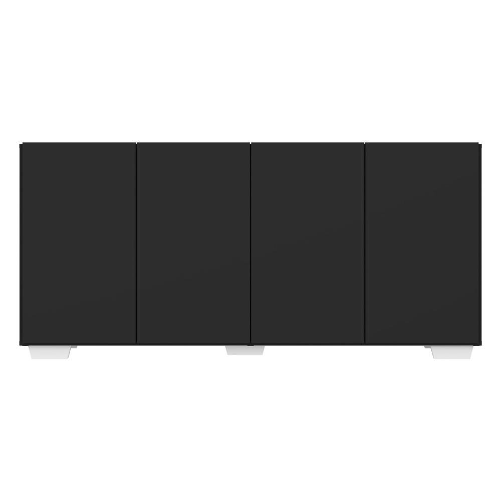 Aparador Buffet 4 Portas com Pes Quadrados Veneza Multimoveis Preto/Branco