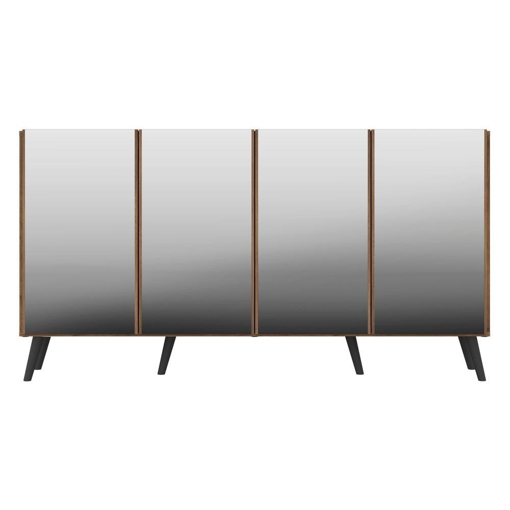 Aparador Buffet 4 portas com Espelho e Pes Retro Vegas Multimoveis Rustic/Preto