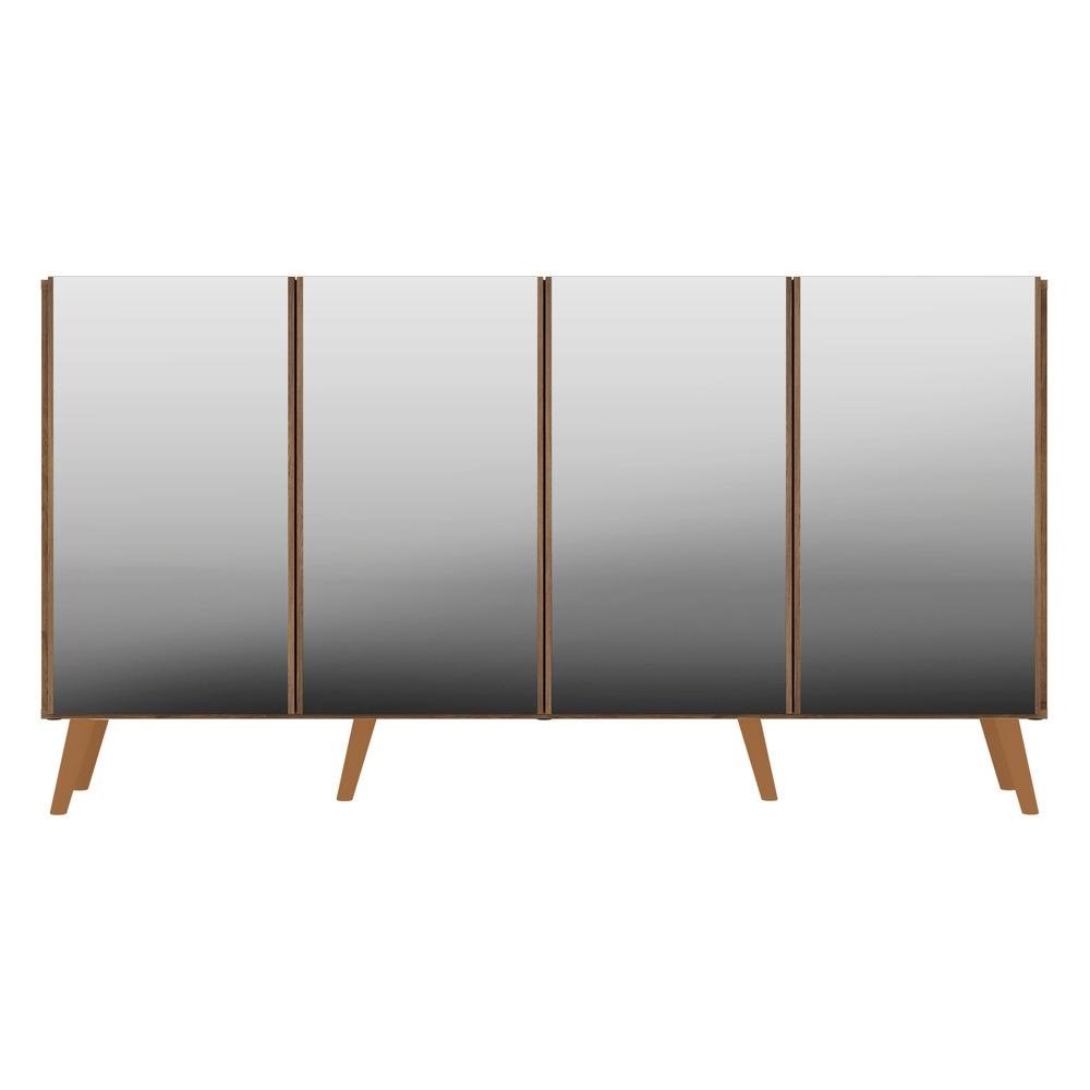 Aparador Buffet 4 portas com Espelho e Pes Retro Vegas Multimoveis Rustic/Natural