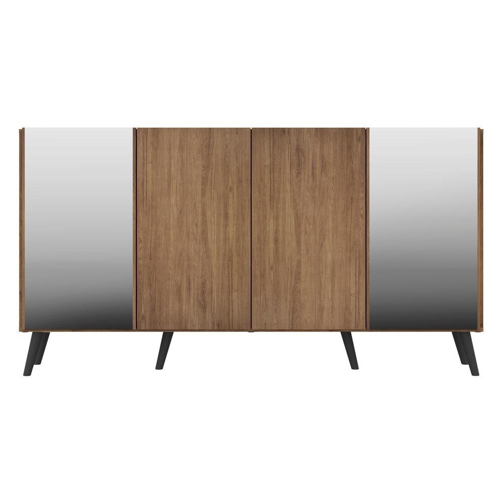 Aparador Buffet com Espelho e Pes Retro Vegas Multimoveis Rustic/Preto