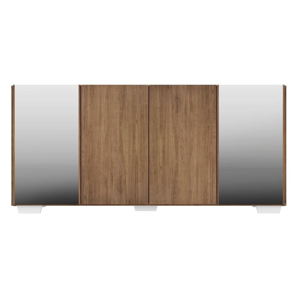 Aparador Buffet com Espelho e Pes Quadrados Vegas Multimoveis Rustic/Branco