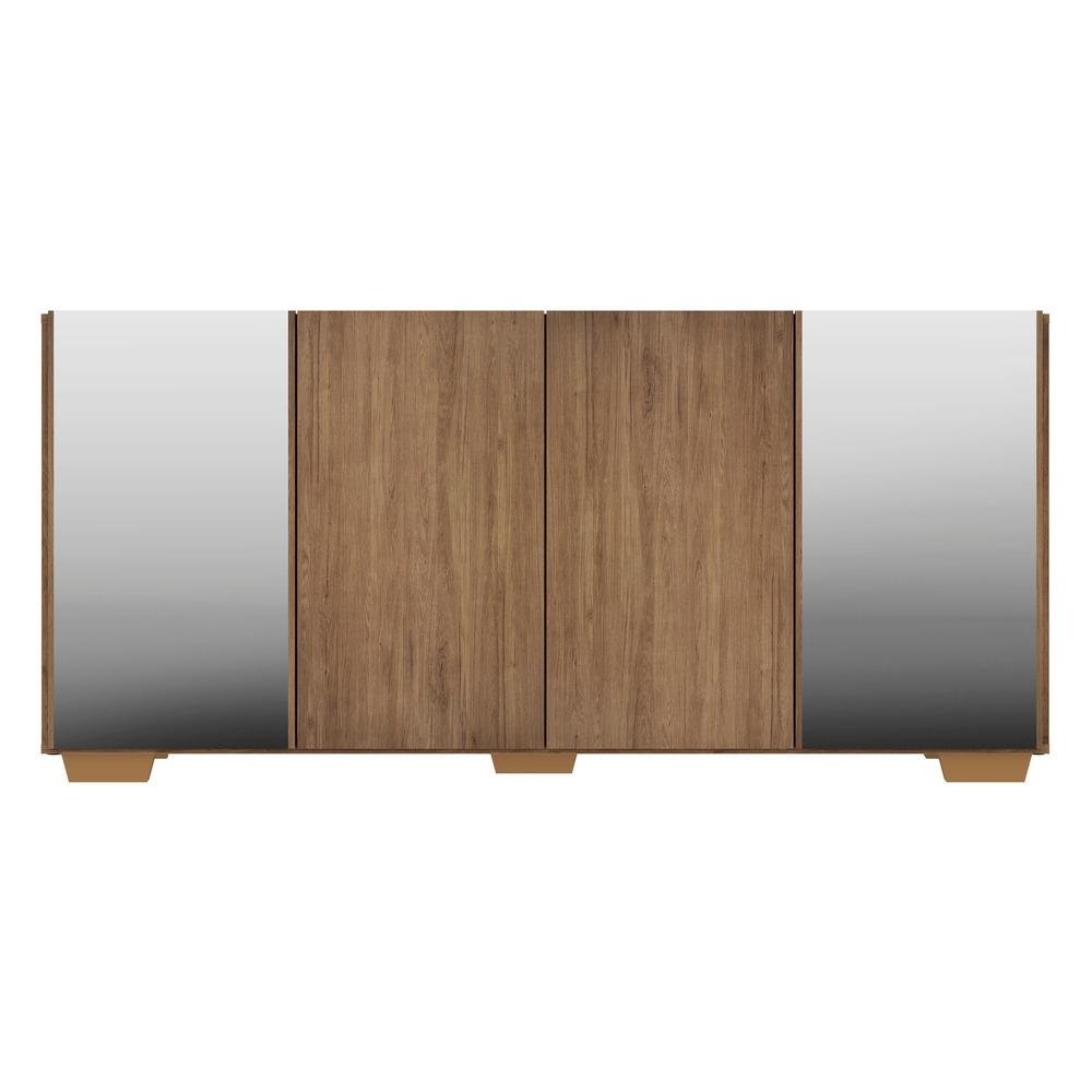 Aparador Buffet com Espelho e Pes Quadrados Vegas Multimoveis Rustic/Natural