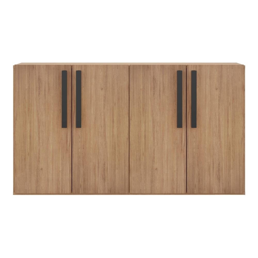 Aparador Buffet 4 Portas Suspenso Viena Multimoveis Rustic/Preto