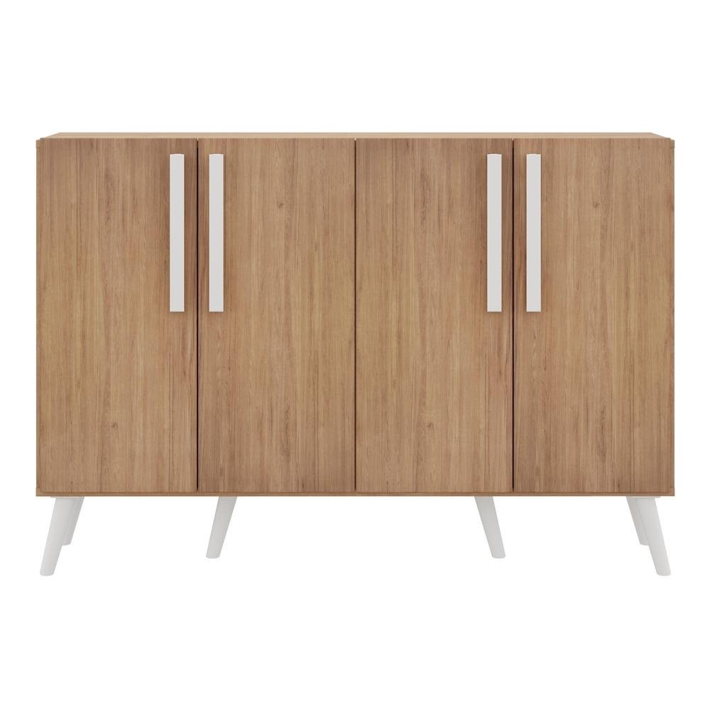 Aparador Buffet 4 Portas com Pes Retro Viena Multimoveis Rustic/Branco