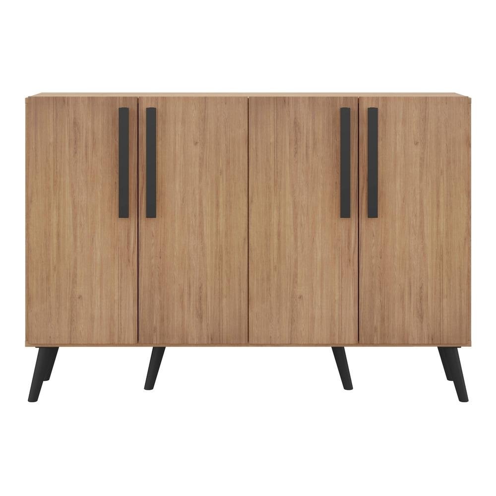 Aparador Buffet 4 Portas com Pes Retro Viena Multimoveis Rustic/Preto