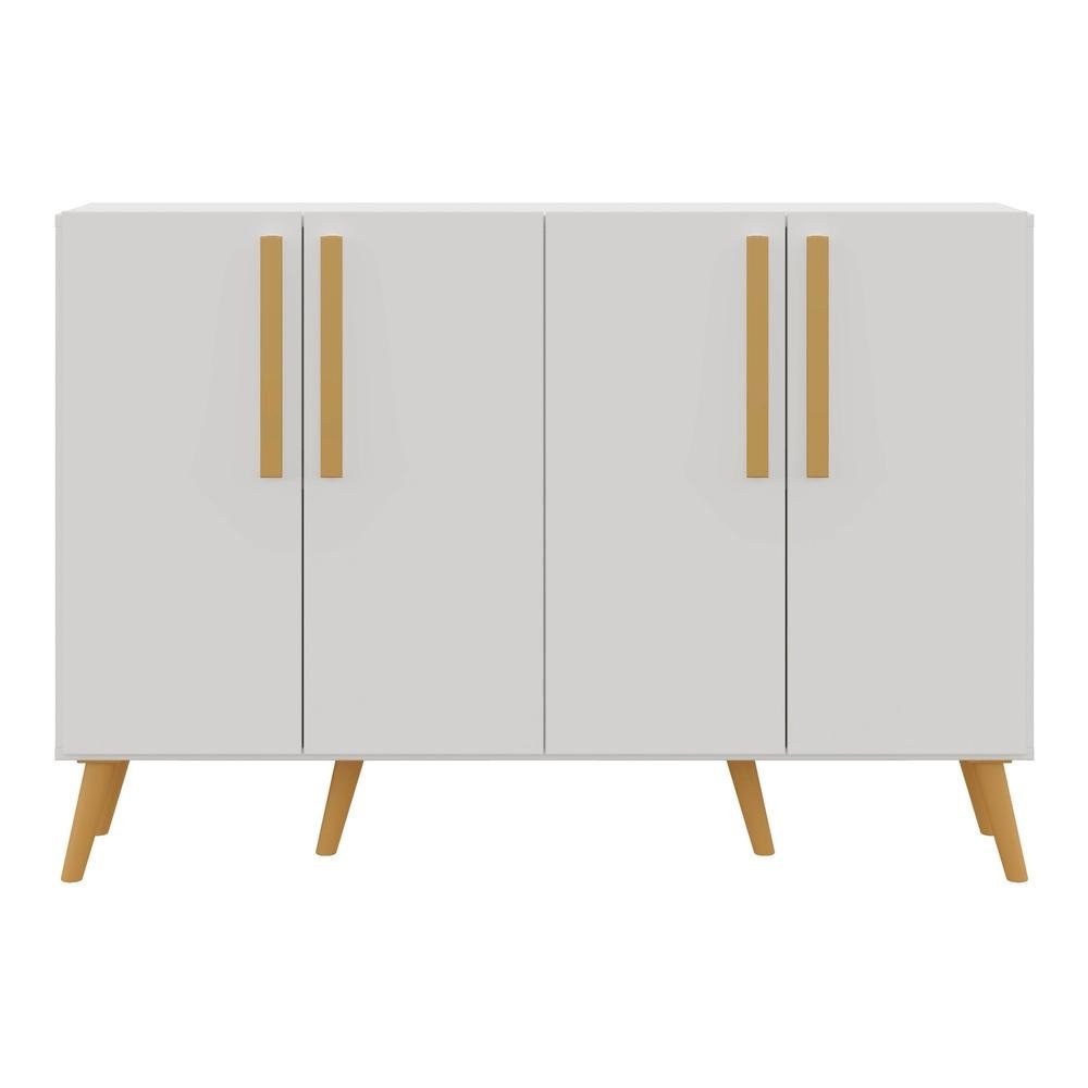 Aparador Buffet 4 Portas com Pes Retro Viena Multimoveis Branco/Natural
