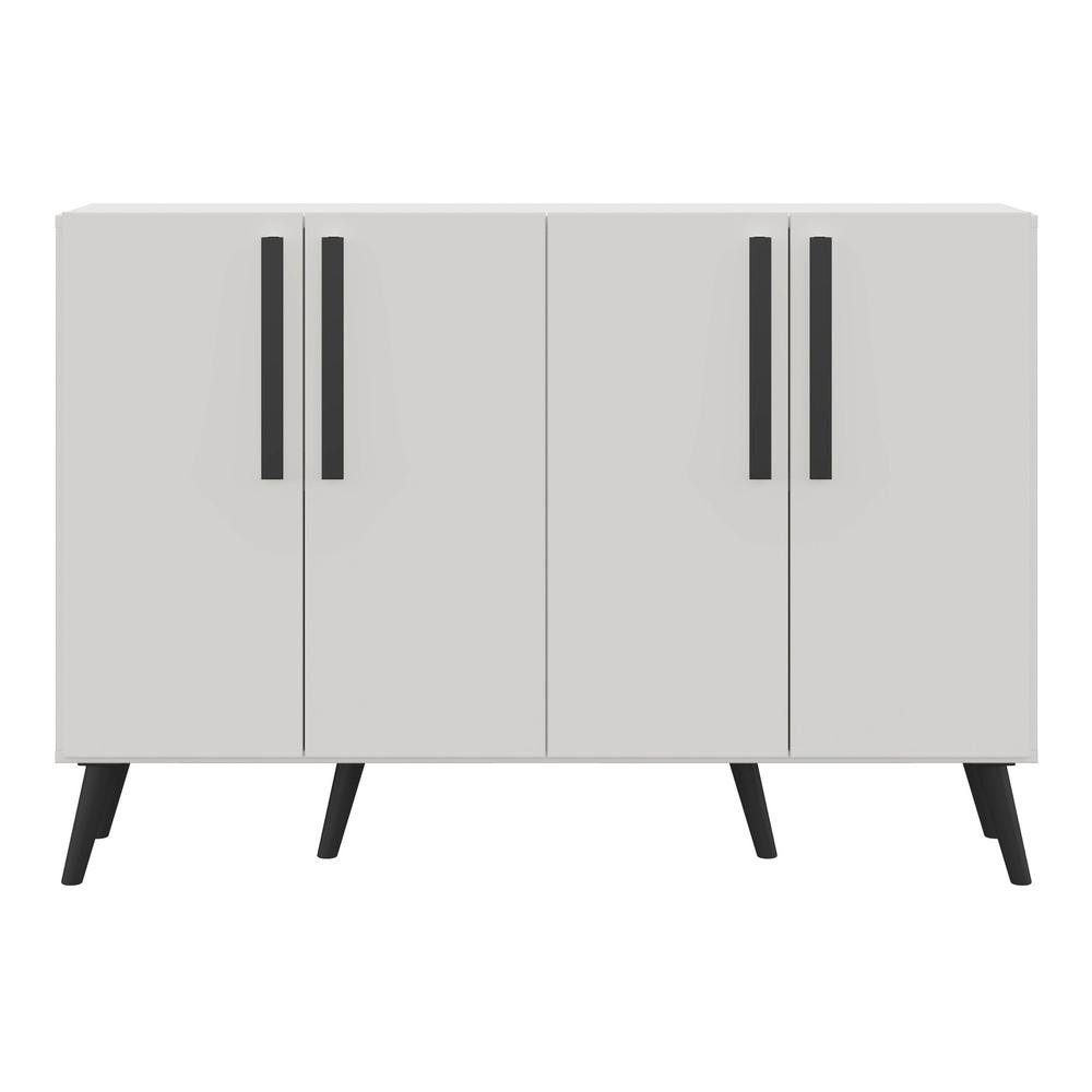 Aparador Buffet 4 Portas com Pes Retro Viena Multimoveis Branco/Preto