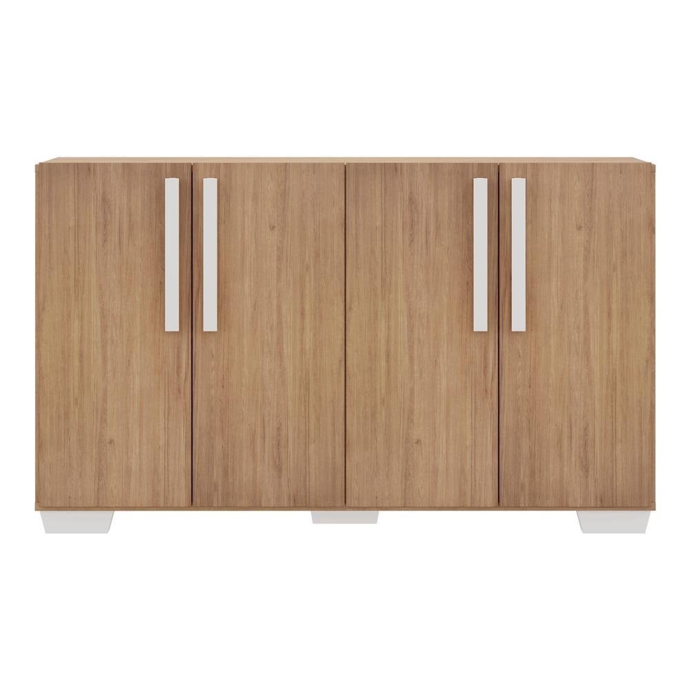 Aparador Buffet 4 Portas com Pes Quadrados Viena Multimoveis Rustic/Branco