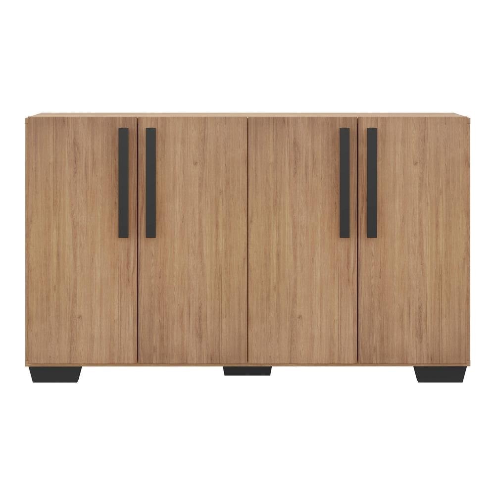 Aparador Buffet 4 Portas com Pes Quadrados Viena Multimoveis Rustic/Preto