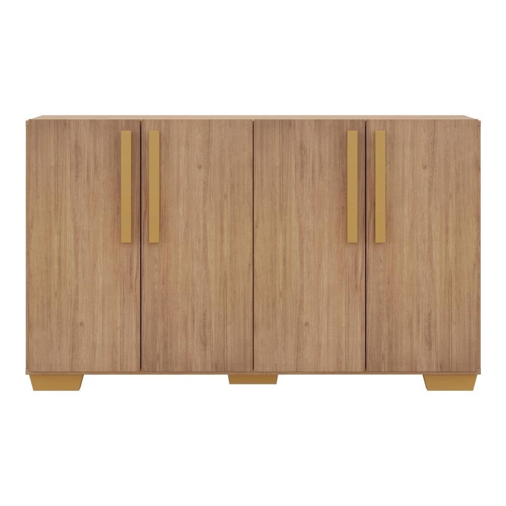 Aparador Buffet 4 Portas com Pes Quadrados Viena Multimoveis Rustic/Natural