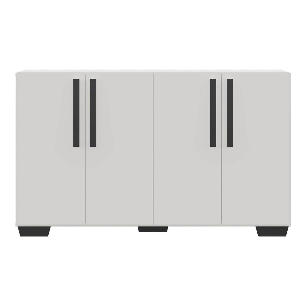 Aparador Buffet 4 Portas com Pes Quadrados Viena Multimoveis Branco/Preto