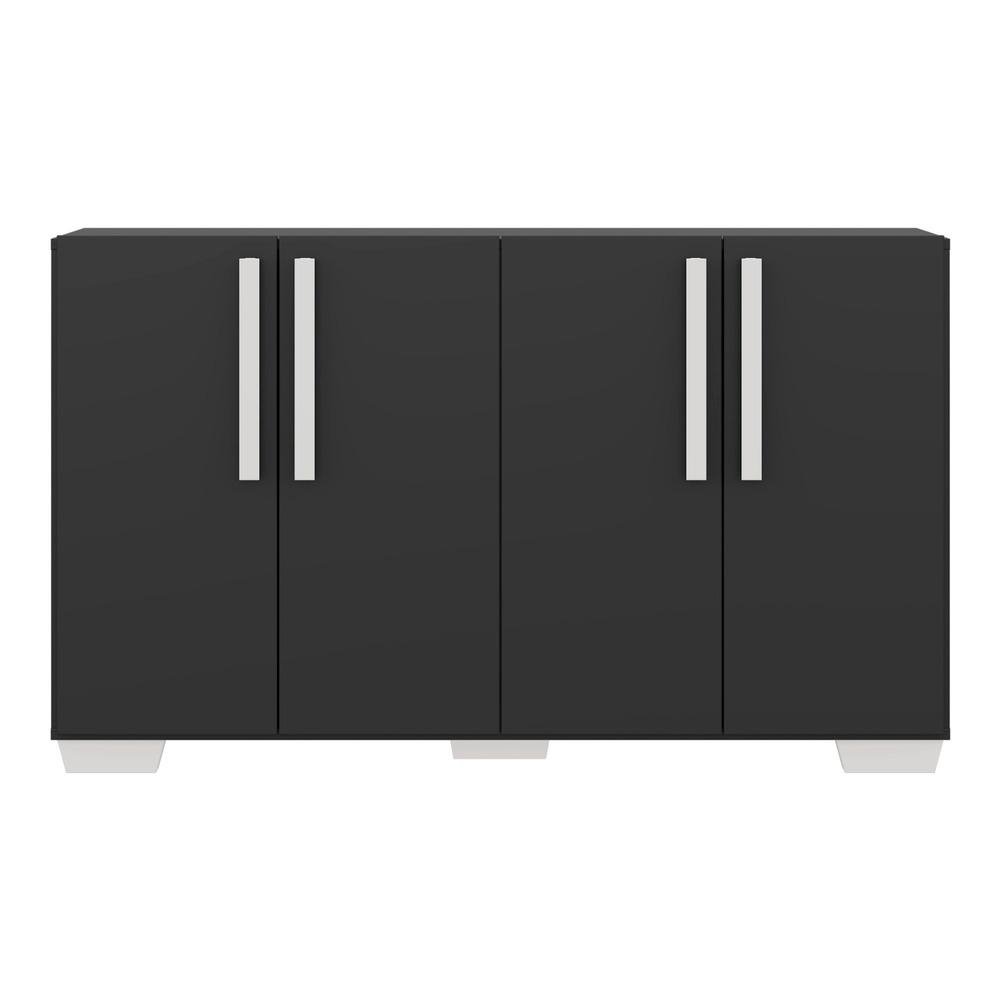 Aparador Buffet 4 Portas com Pes Quadrados Viena Multimoveis Preto/Branco