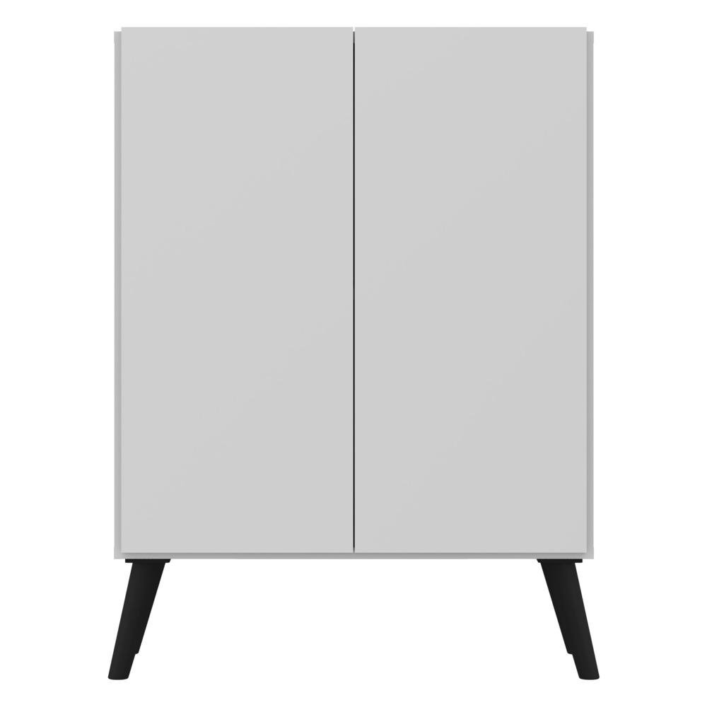 Aparador Cantinho do Cafe com Pes Retro e 2 Portas Multimoveis Branco/Preto