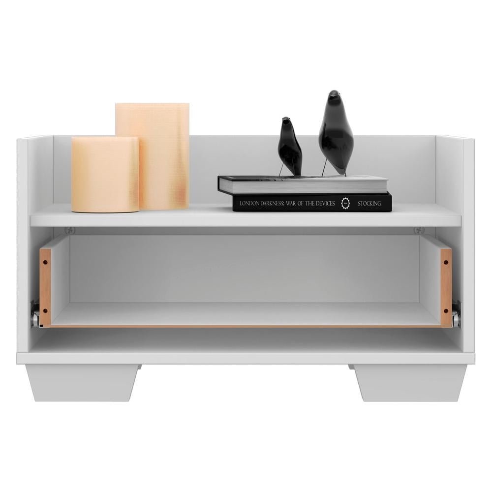 Kit com 2 Mesas de Cabeceira 60 cm com Pes Quadrados Multimoveis Branca