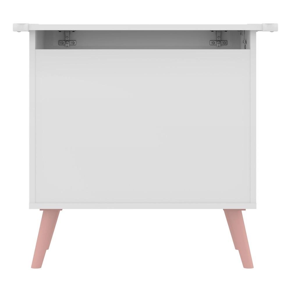 Bau Organizador Caixa de Brinquedos Retro Multimoveis Branco/Rosa
