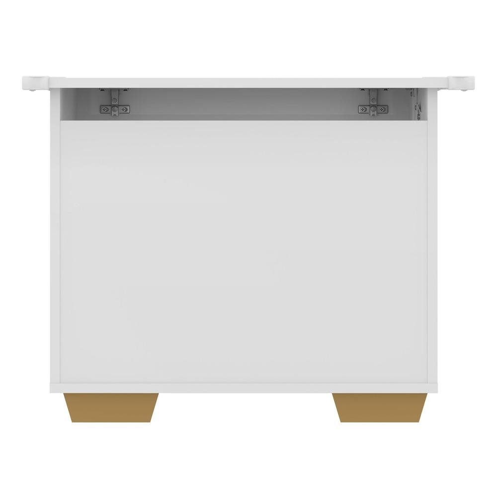 Bau Organizador Caixa de Brinquedos Pes Quadrados Multimoveis Branco/Natural