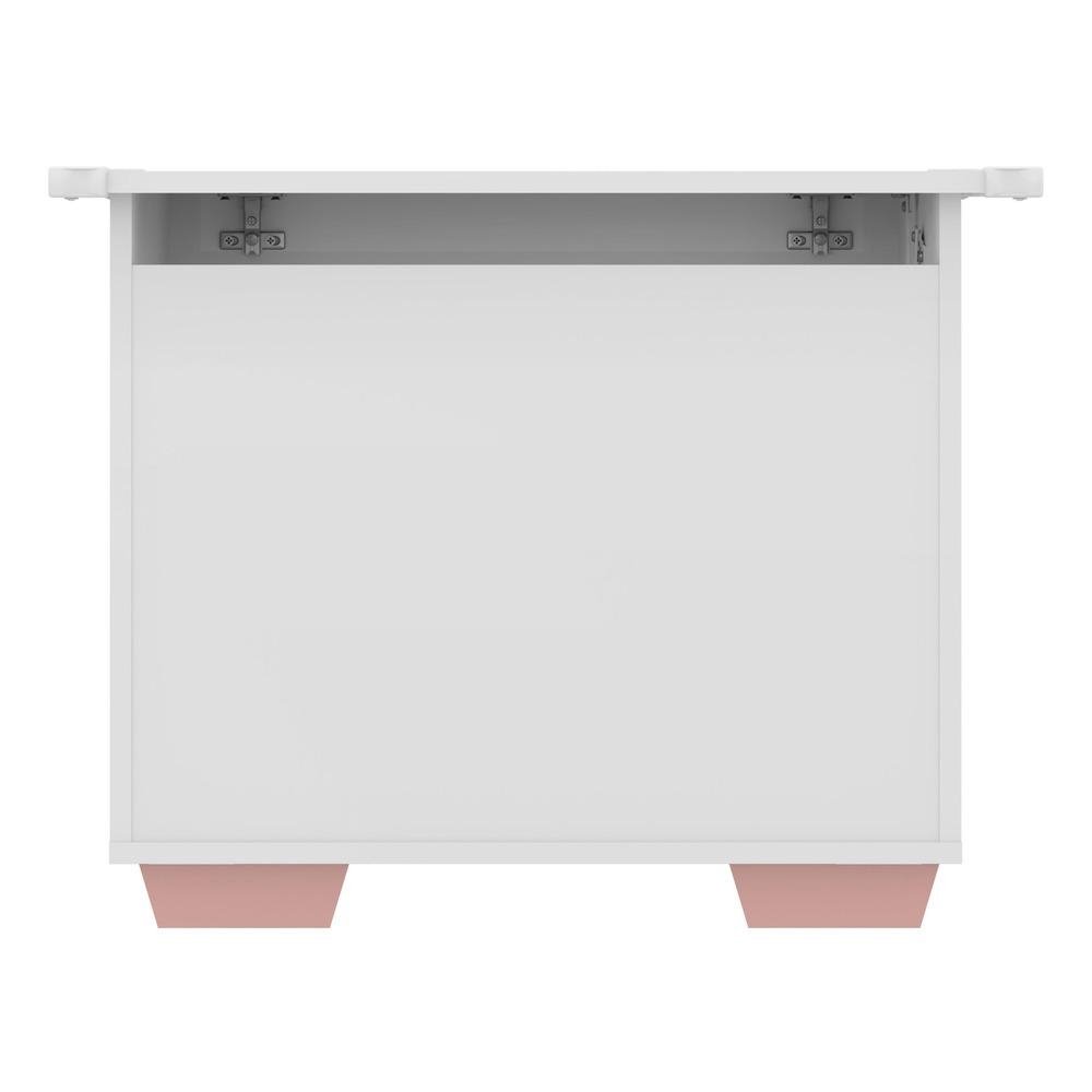 Bau Organizador Caixa de Brinquedos Pes Quadrados Multimoveis Branco/Rosa