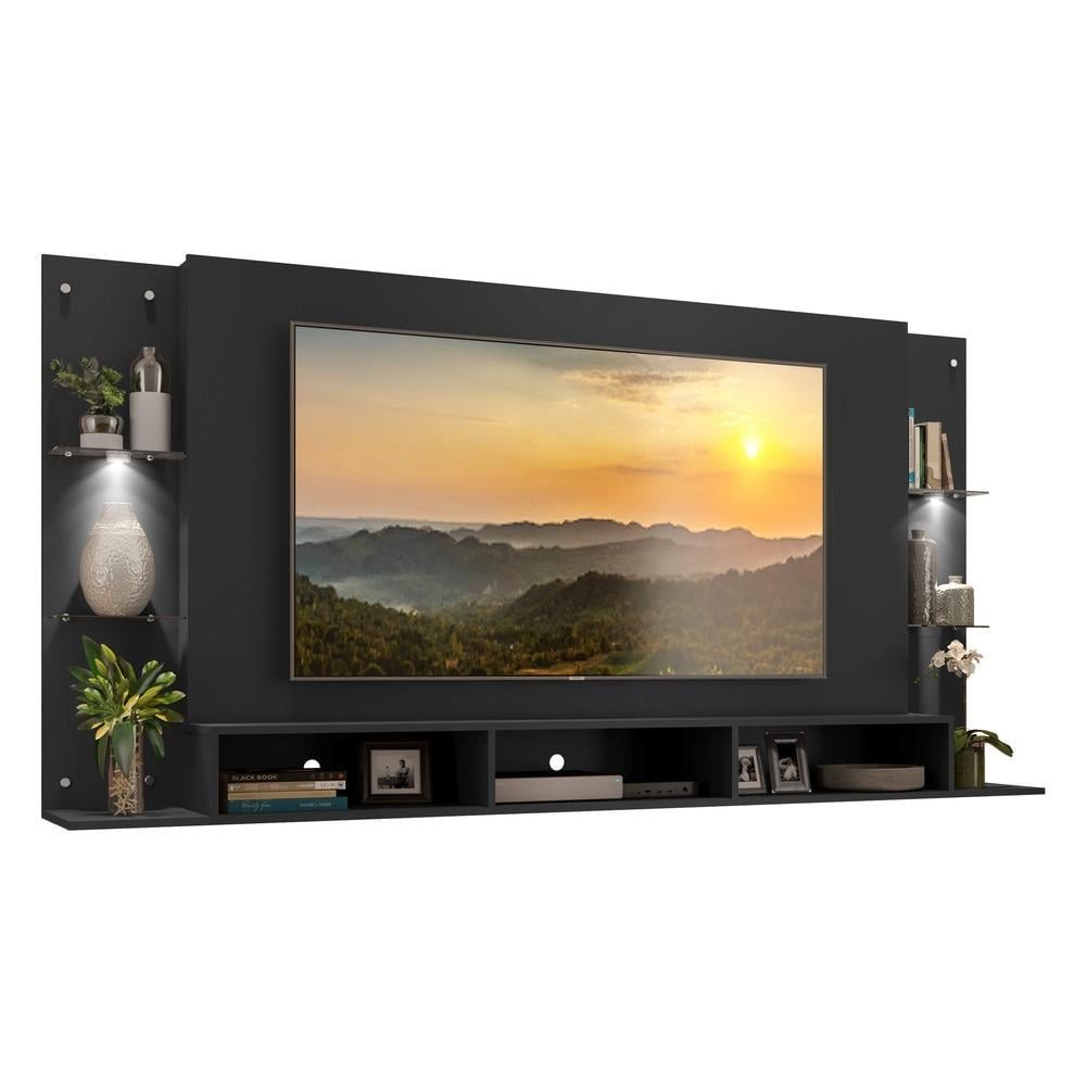 Painel com Suporte TV 65" e 2 Leds Vegas Premium Multimoveis Preto