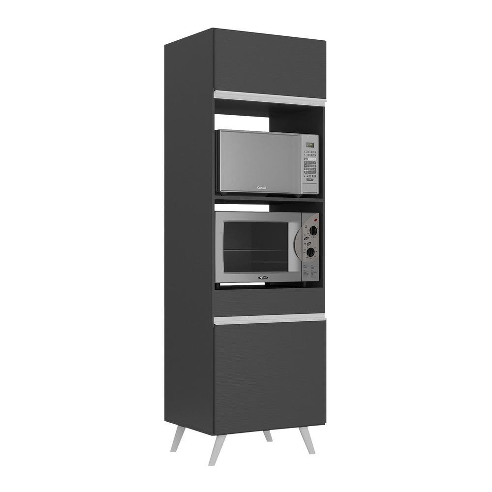 Paneleiro 2 Portas para Forno e Microondas Veneza Multimoveis MP3679.898 Preto/Branco
