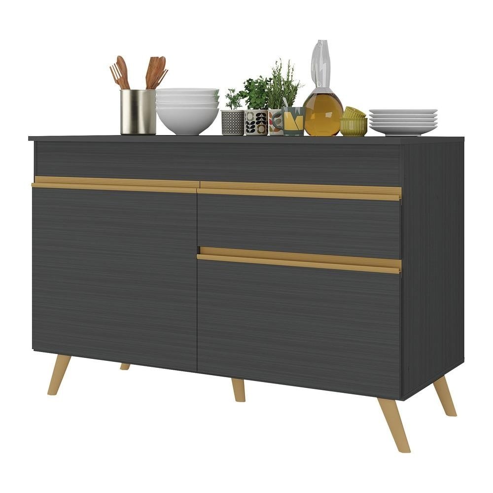 Balcao Cozinha Gabinete Pia 120 cm 2 Portas 1 Gaveta Veneza GB Multimoveis Preto