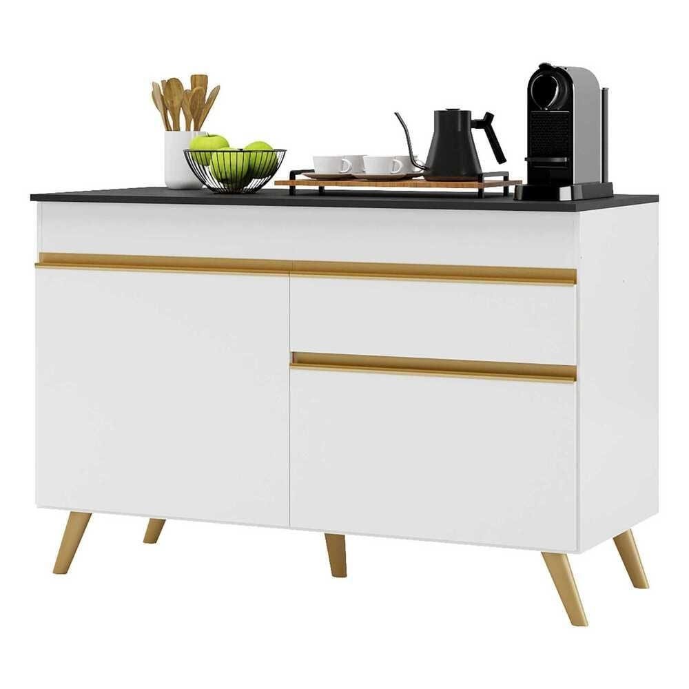 Balcao Cozinha Gabinete Pia 120 cm 2 Portas 1 Gaveta Veneza GW Multimoveis Branco