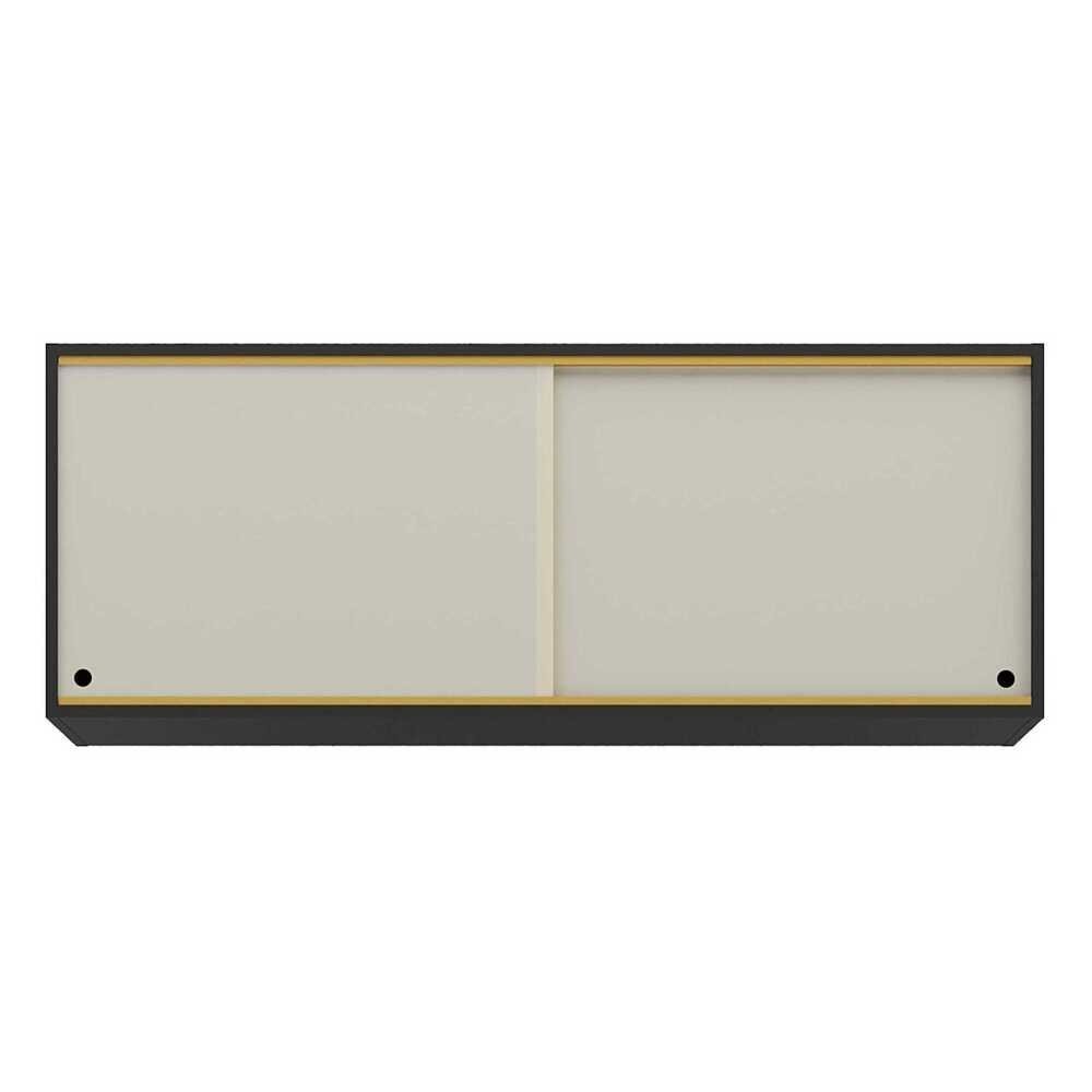 Armario Aereo Cozinha 120 cm 2 Portas Vidro Veneza GB Multimoveis Preto
