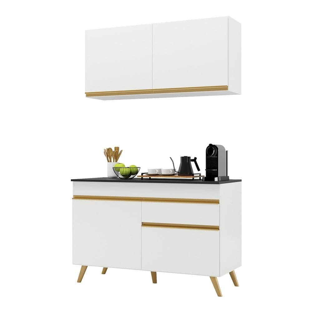 Cozinha Compacta 2 pecas com Armario e Balcao MP3687 Veneza GW Multimoveis Branca